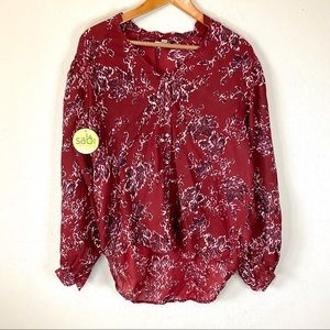 NWT Oversized Floral Top Long Sleeve Sz M